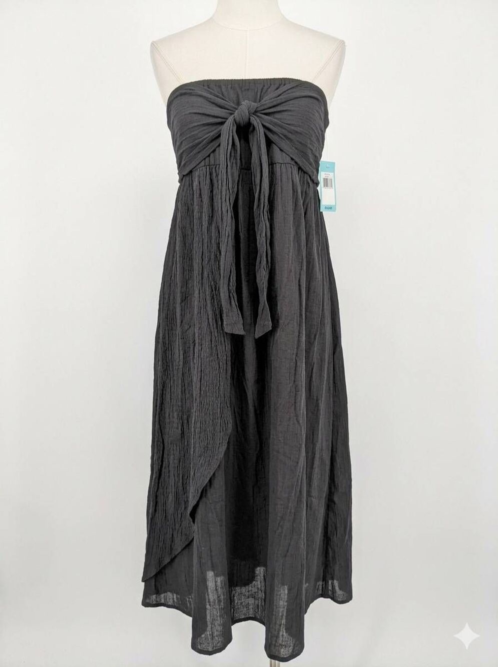 🩵NWT Black Crinkle Convertible Dress/Skirt/Swim Coverup Medium